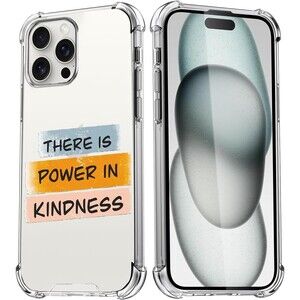 iPhone 15 Pro Max Case - Clear TPU with Acrylic Back Kind Design Shock-Absorbing